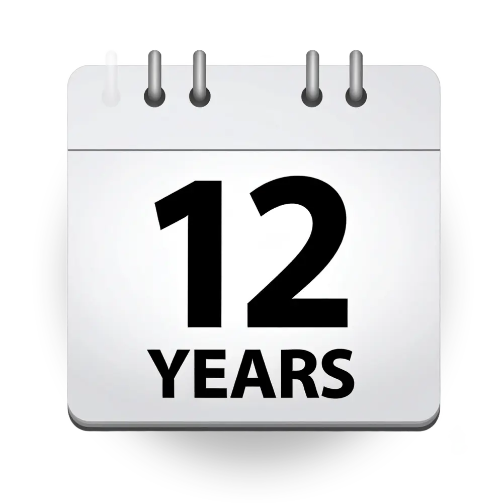 Calendar showing 12 years to store AEC data for compliance and legislation