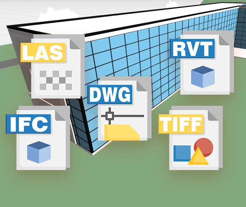 Boards support 3D model and 2D file formats including, DWG, DXF, IFC, RVT, LAS, OBJ, TIFF etc.
