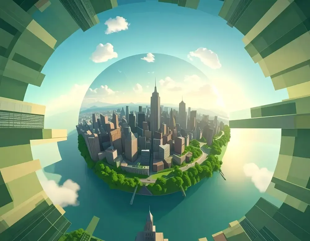 360 Panoramic Image Sphere of a City Scape