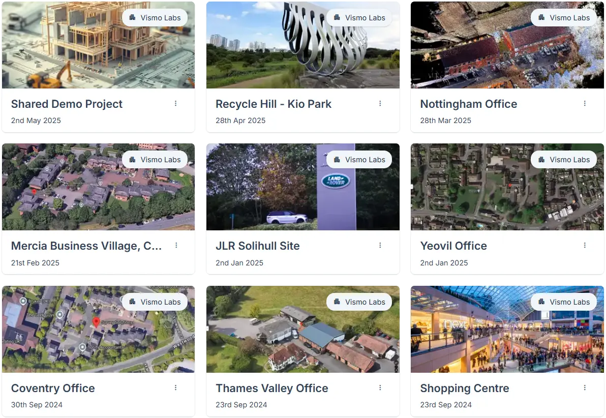 Projects with large quantities of data being stored in Vismo
